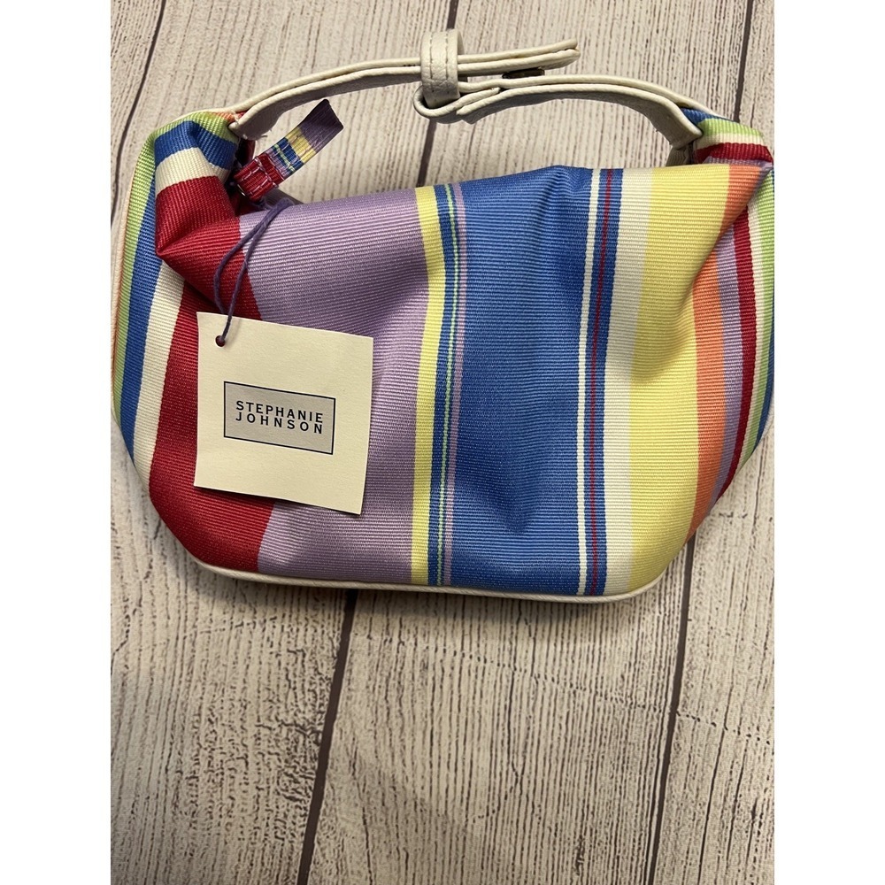 Stephanie Johnson Striped Cosmetic Bag Wristlet NWT
